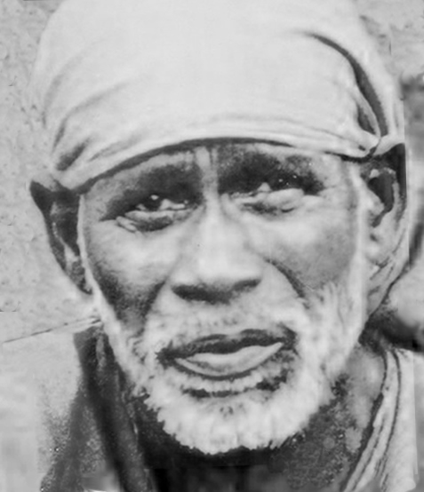 The kindhearted, avuncular face of Shirdi Sai Baba (d. 1918)