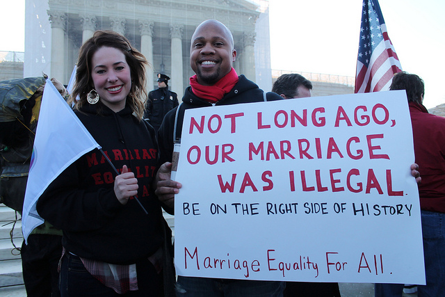 "MarriageEqualityRally1.SupremeCourt.WDC26March2013." Photo by Elvert Barnes, December 23, 2015. Available via Flickr